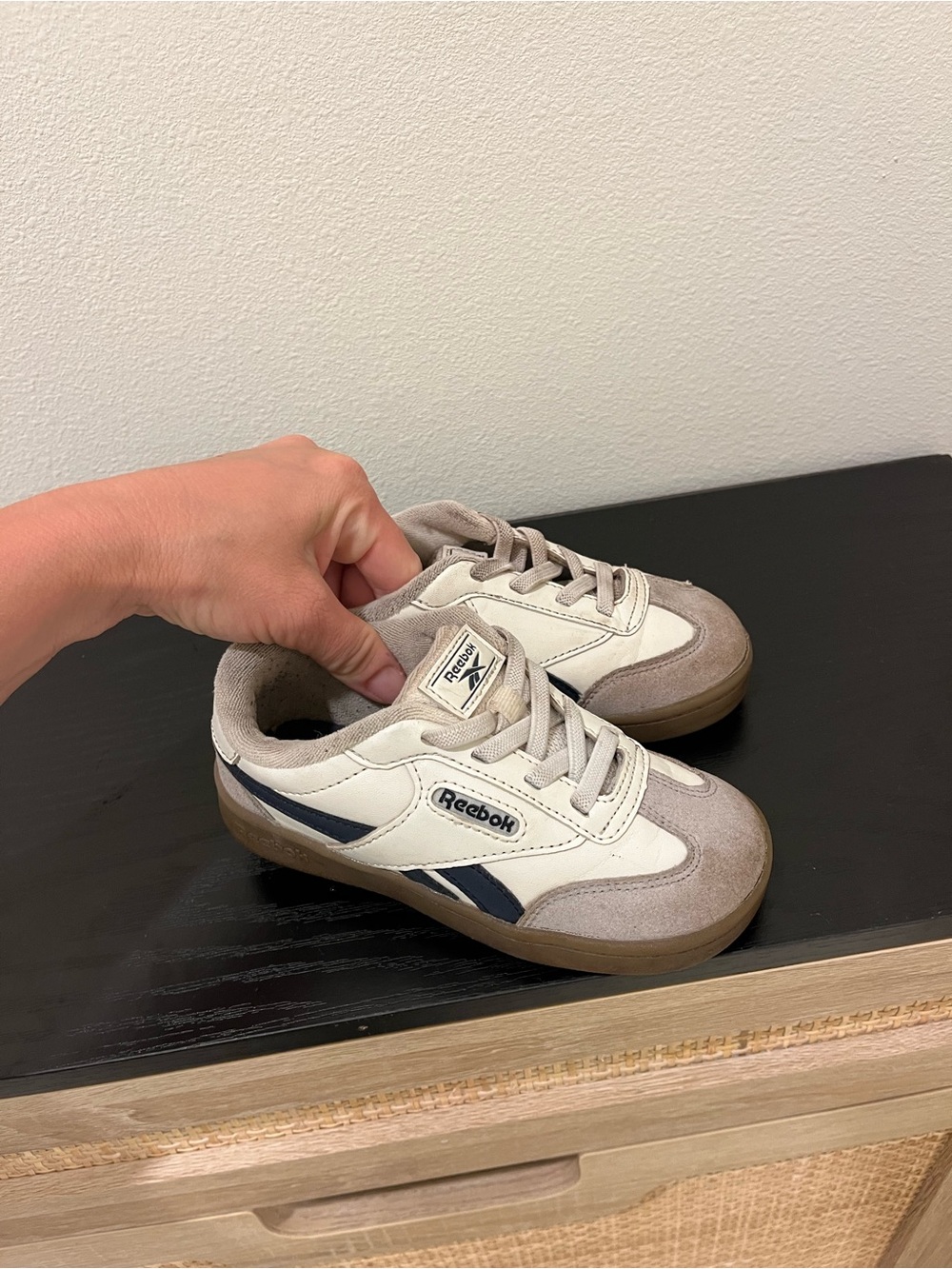 Reebok Cream and Navy Sneakers